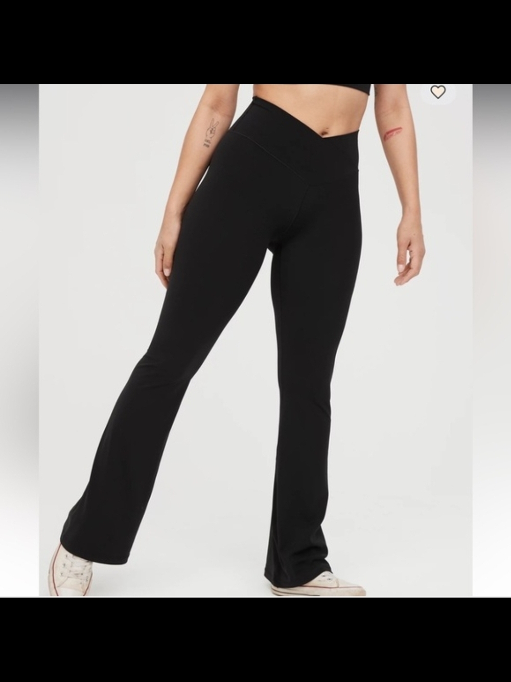 OFFLINE by Aerie Real Me High Waisted Crossover Flare Leggings - Black - Small